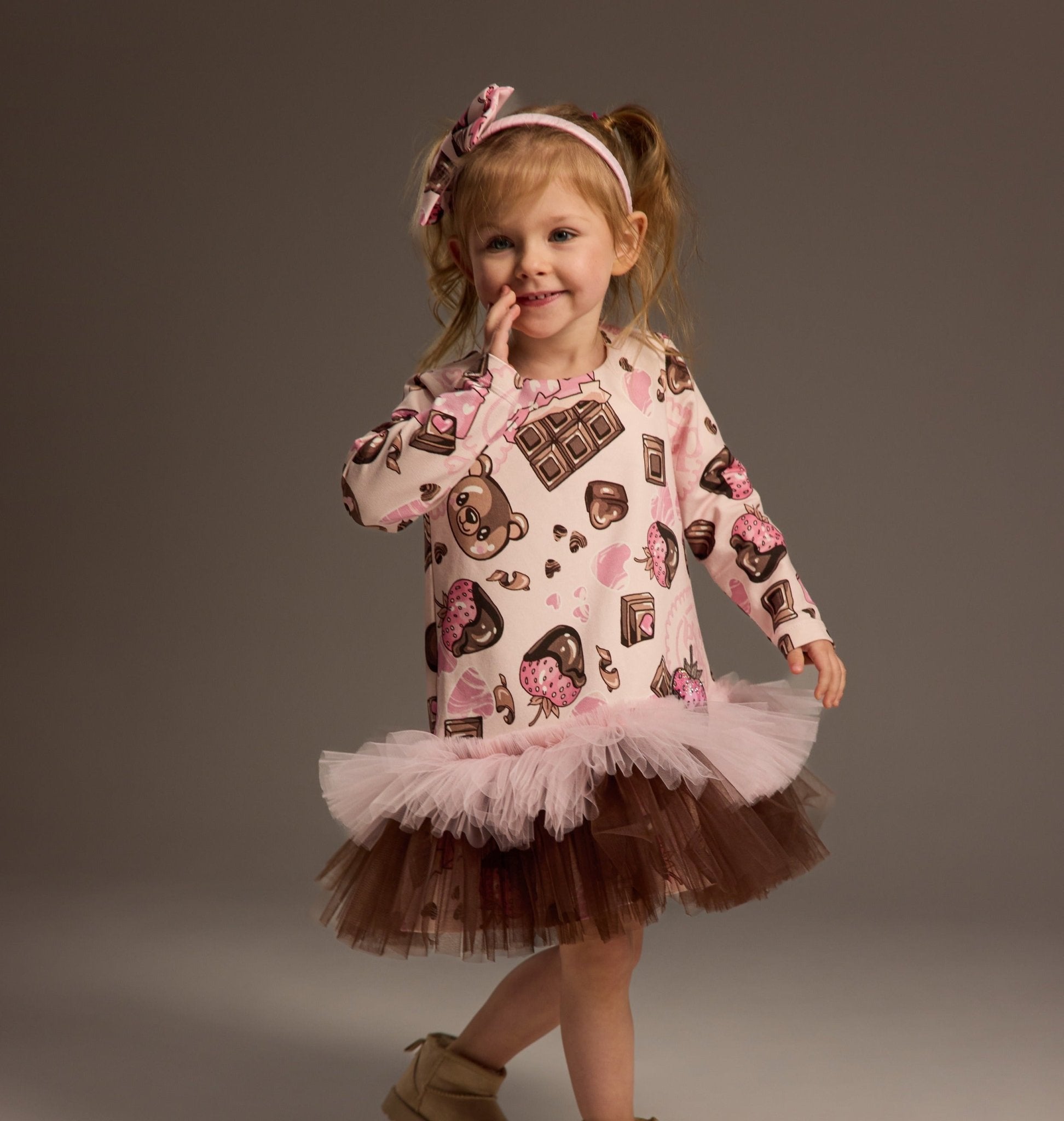 DAGA Girls Chocolate Teddy Tulle Dress | AW26 PRE-ORDER