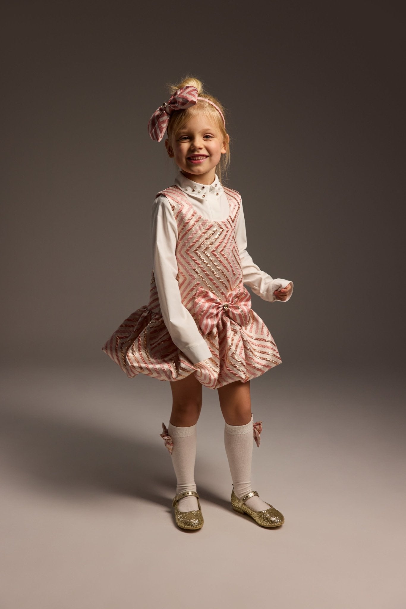 DAGA Girls Sparkle Blush Pinafore Dress & Blouse Set | AW26 PRE-ORDER