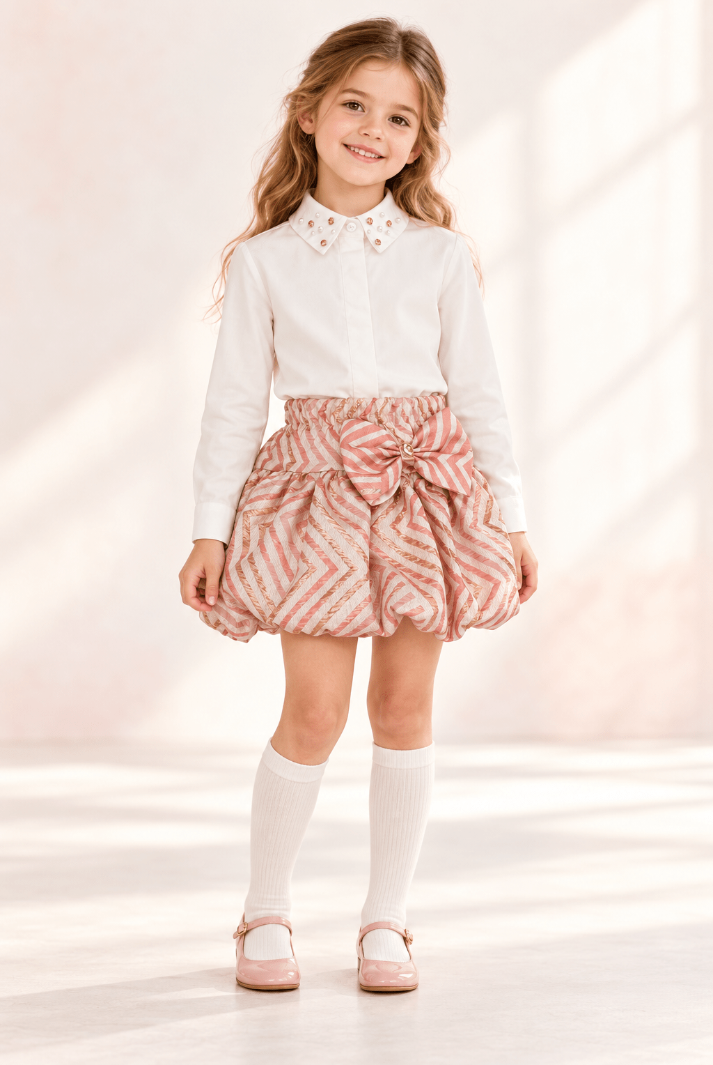 DAGA Girls Sparkle Blush Skirt and Blouse Set | AW26