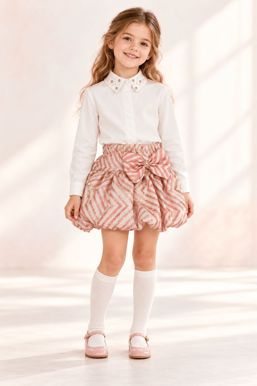 DAGA Girls Sparkle Blush Skirt and Blouse Set | AW26