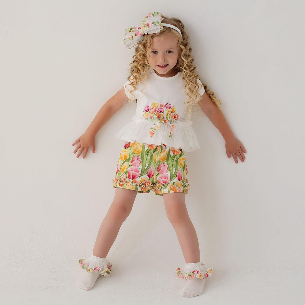 DAGA SS24 - Girls Herald of Summer Tulip Shorts & Top Set - Mariposa Children's Boutique