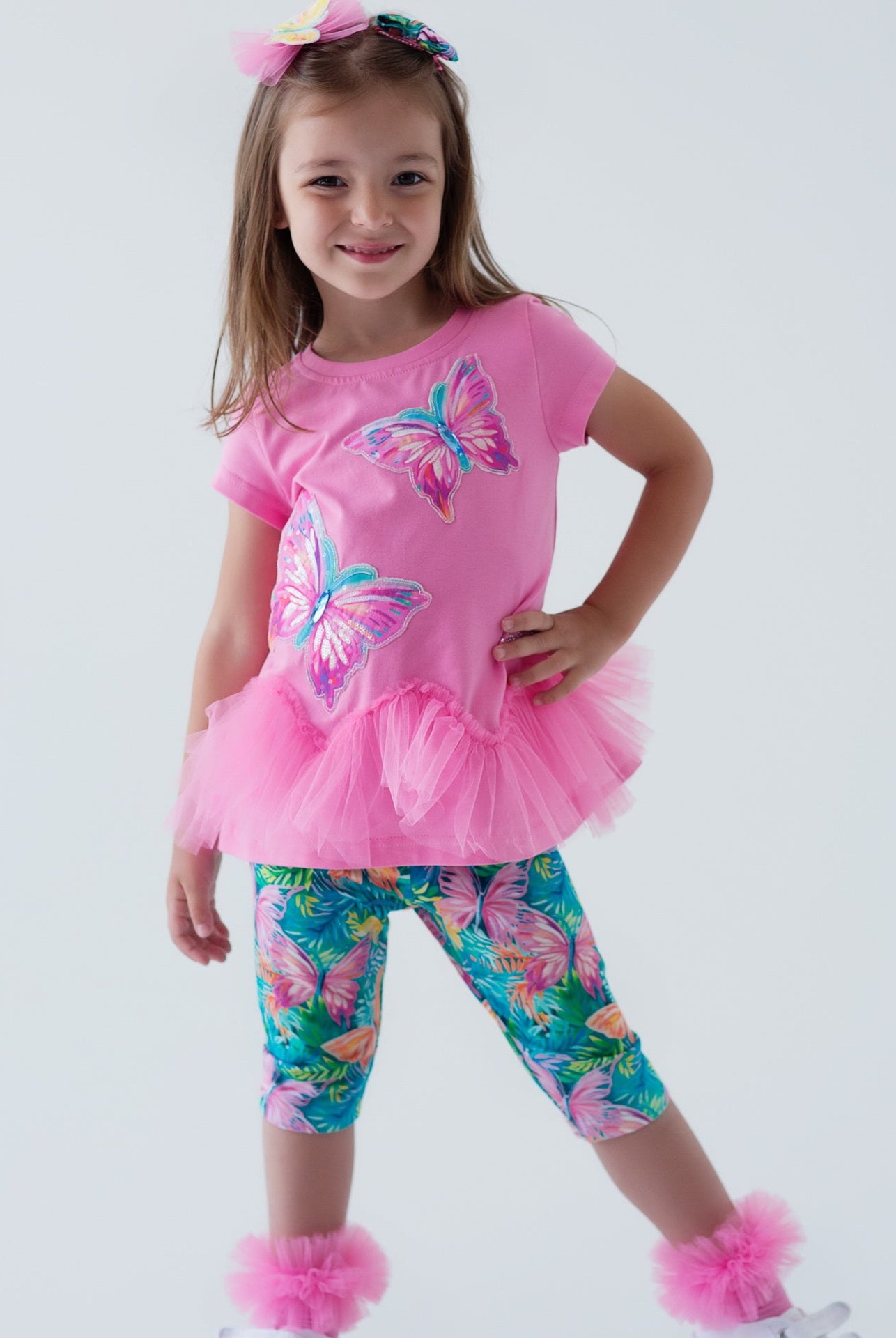 DAGA SS25 - Girl's Pink Paradise 2pc Capri Leggings and Top - Mariposa Children's Boutique