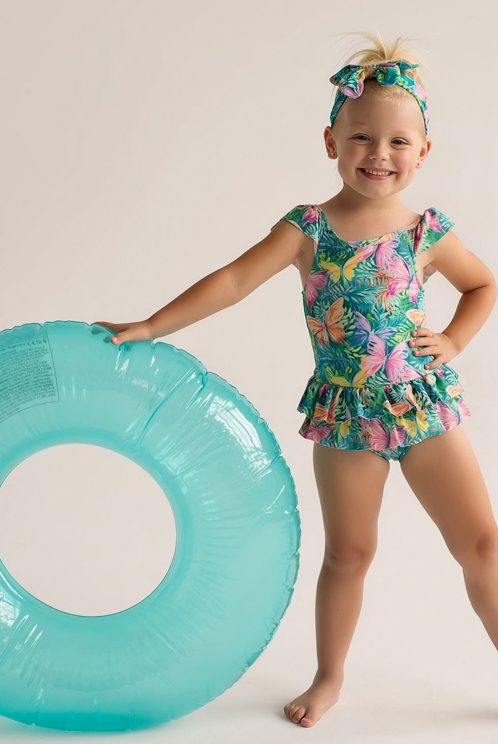 DAGA SS25 - Girl's Pink Paradise Print Swimsuit - Mariposa Children's Boutique