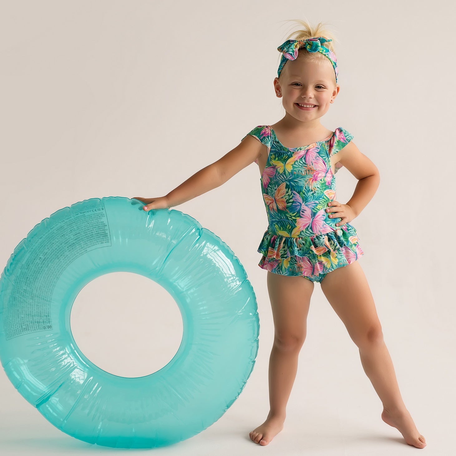 DAGA SS25 - Girl's Pink Paradise Print Swimsuit - Mariposa Children's Boutique