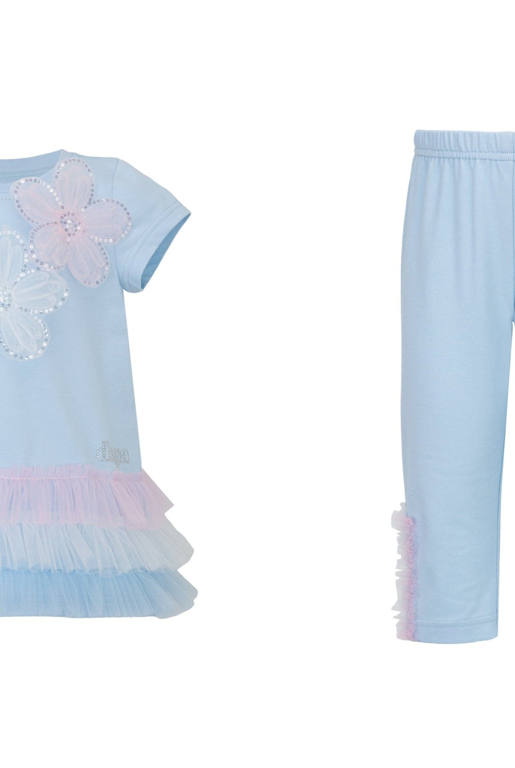 DAGA SS26 PRE - ORDER - Girls Ceremony Blue & Pink Floral & Tulle Leggings Set