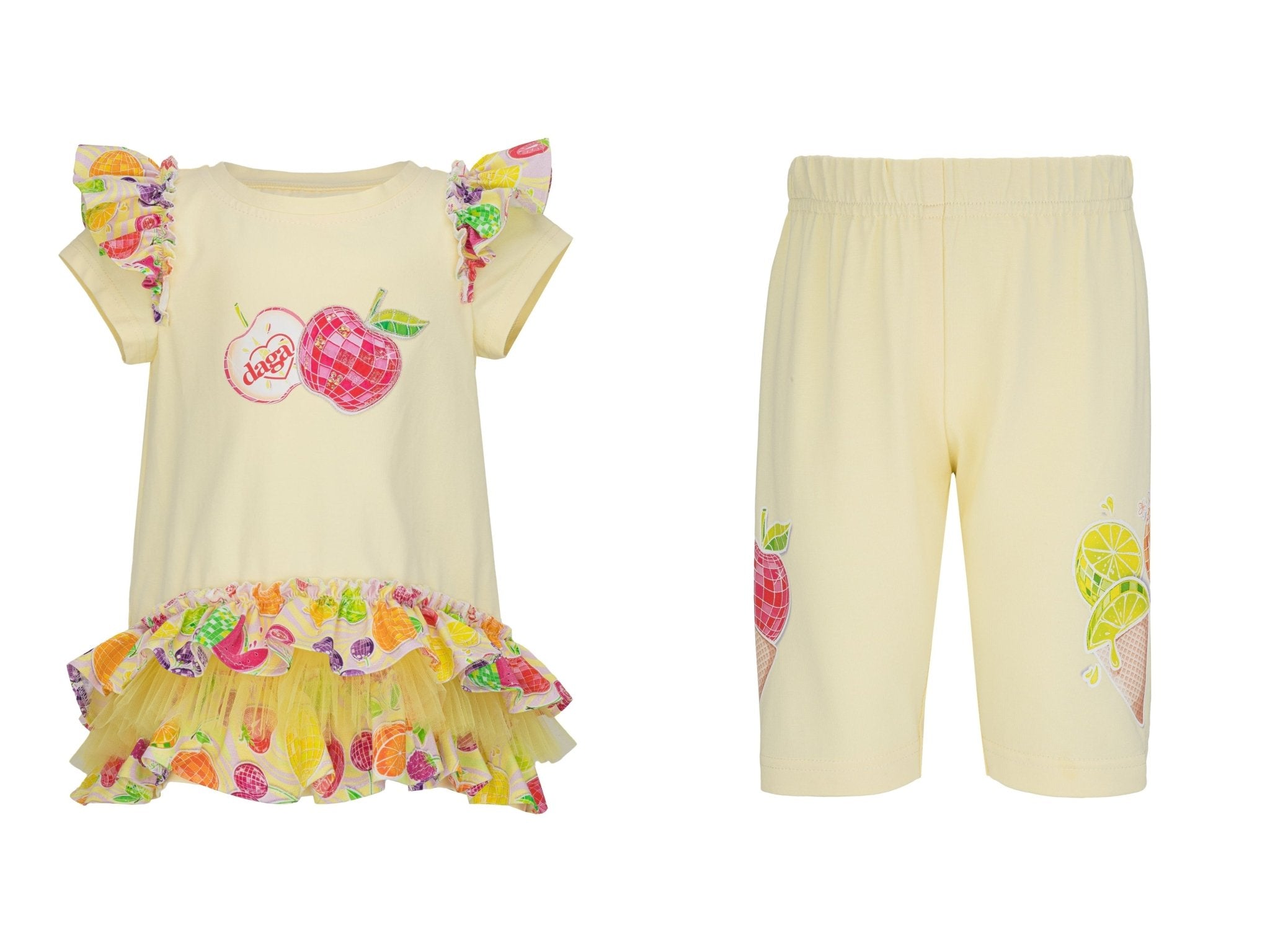 DAGA SS26 Tutti Frutti PRE - ORDER - Girls Lemon & Multicolour Leggings Set