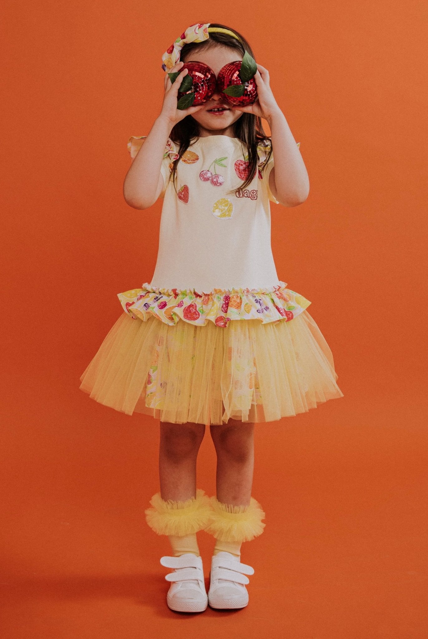 DAGA SS26 Tutti Frutti PRE - ORDER - Girls Yellow Tulle Ankle Socks