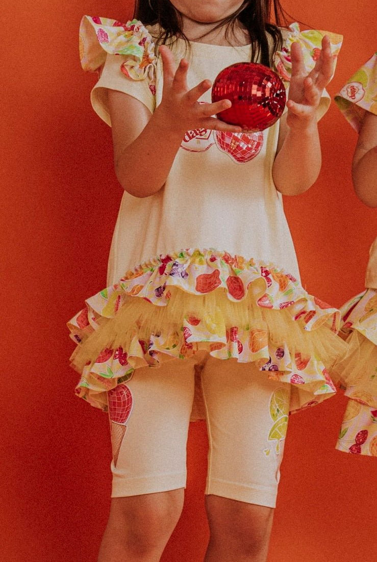 DAGA SS26 Tutti Frutti PRE - ORDER - Girls Yellow Tulle Ankle Socks