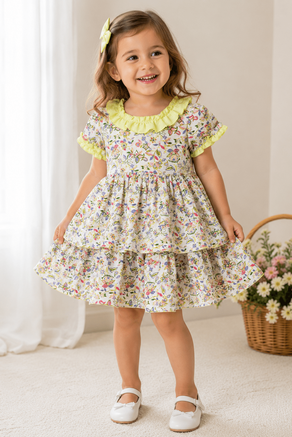 DBB Collection Girls Lime & Multicolour Dress | SS26
