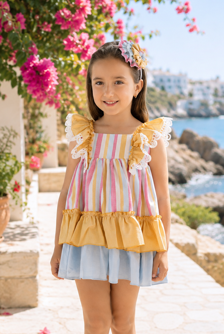 DBB Collection Girls Multi Coloured Striped Dress | Clearance Sale