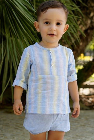 DBB baby boys blue lemon Spanish outfit shirt shorts set SS26