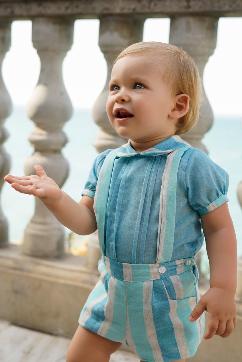 DBB baby boys turquoise Spanish outfit striped shorts set SS26
