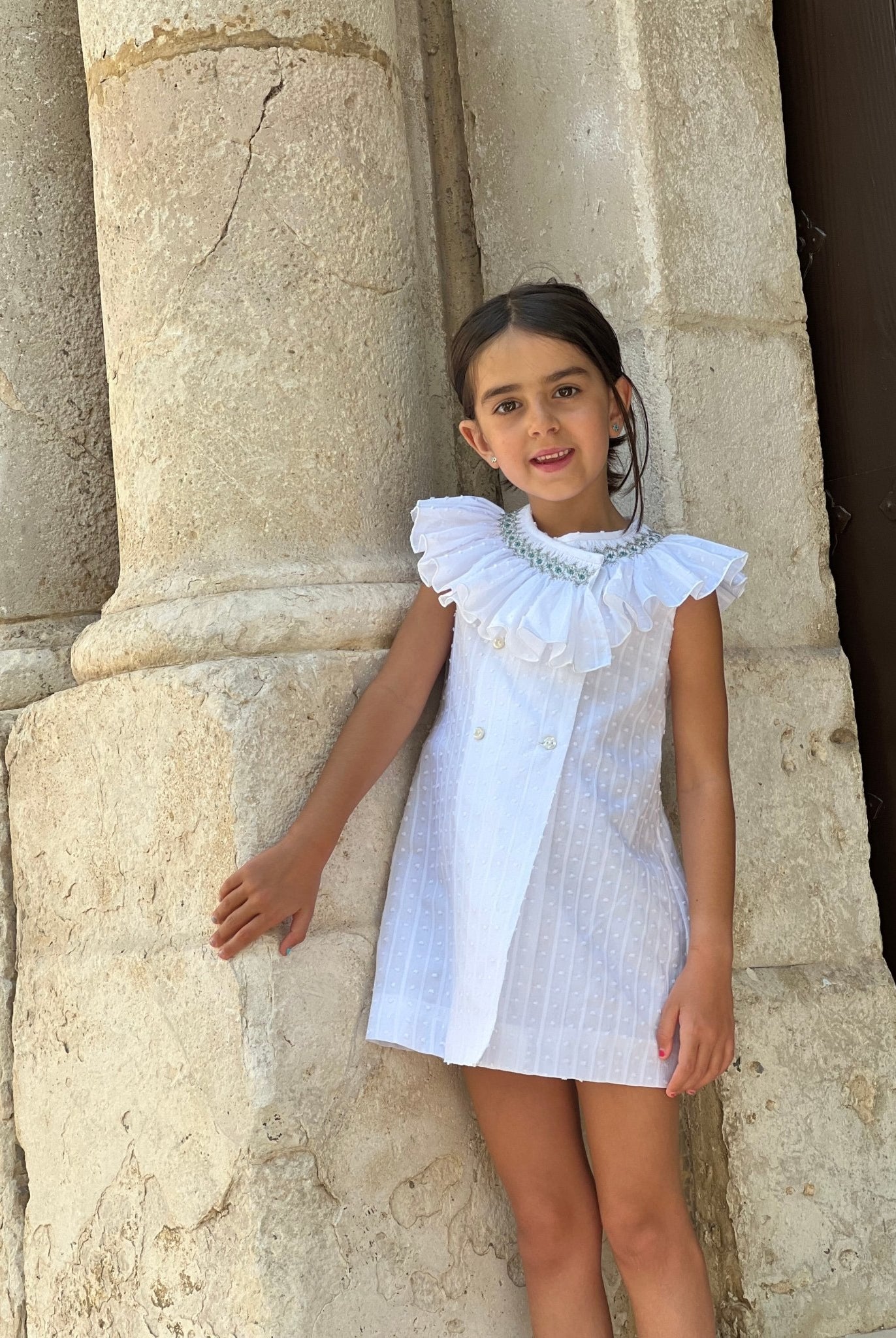 El Copo girls white smocked collar dress Spanish dress SS26