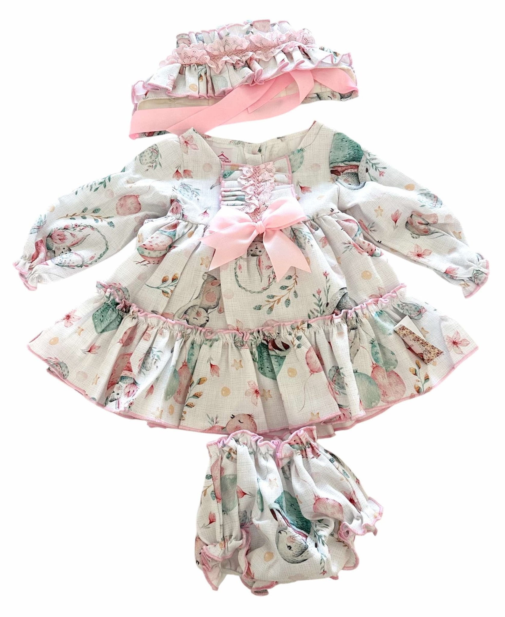 Ela Confeccion SS25 - Baby Girl's Rabbit Dress Set