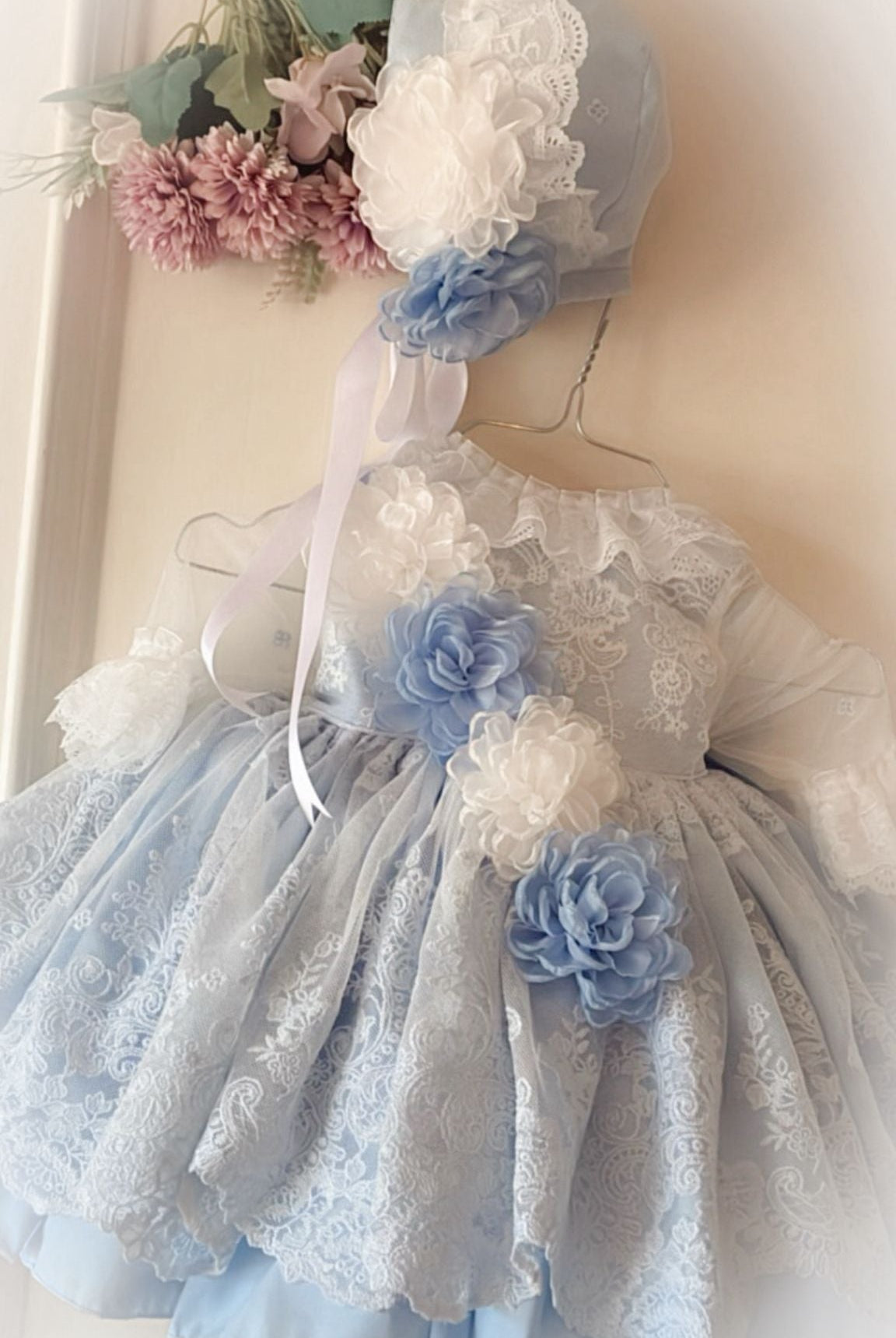 Ela Confeccion SS26 PRE - ORDER - Girls Baby Blue Tulle & Lace Dress