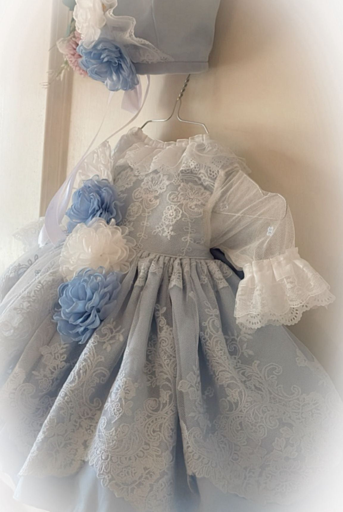 Ela Confeccion SS26 PRE - ORDER - Girls Baby Blue Tulle & Lace Dress