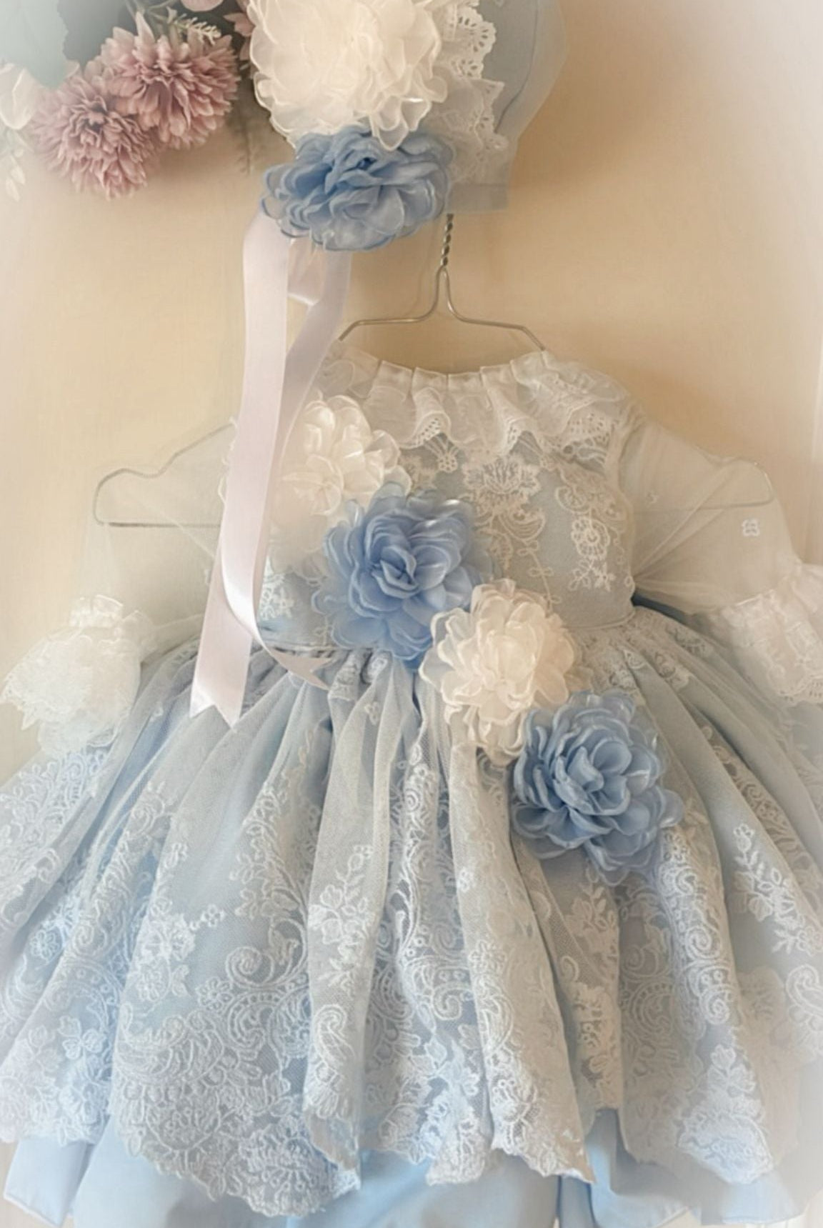 Ela Confeccion SS26 PRE - ORDER - Girls Baby Blue Tulle & Lace Dress