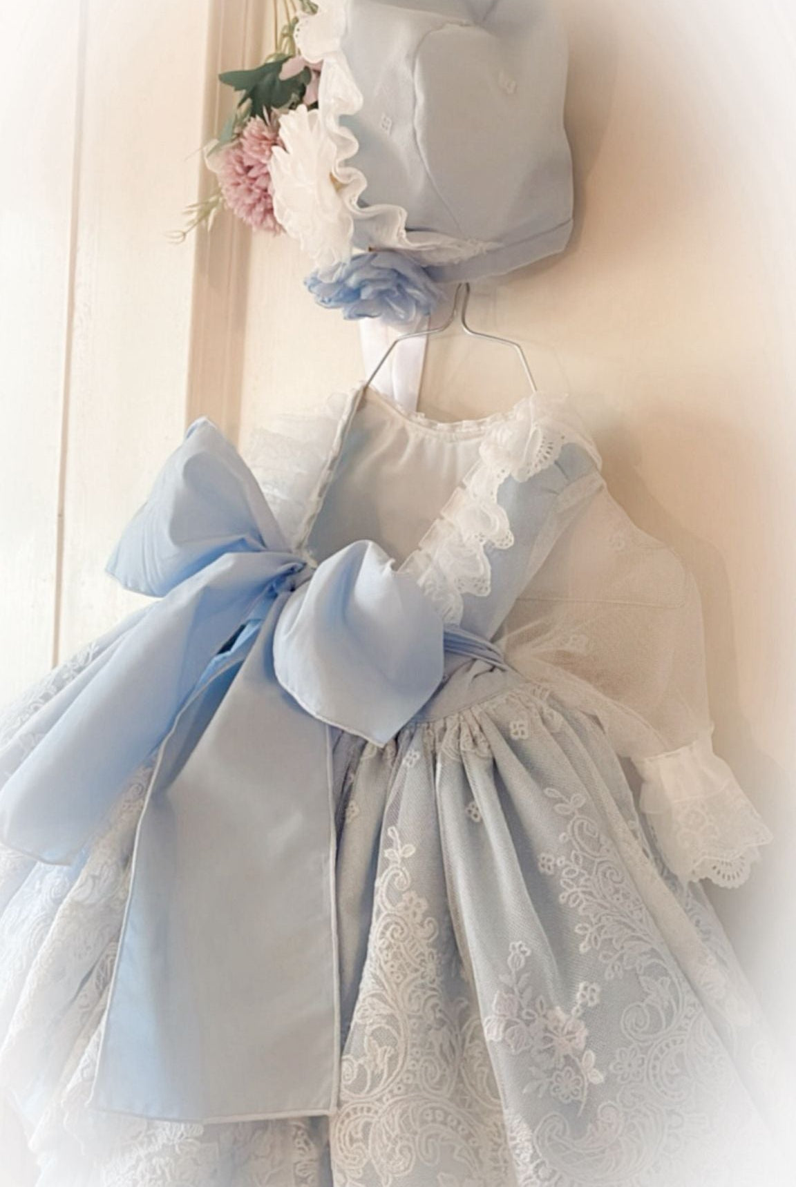 Ela Confeccion SS26 PRE - ORDER - Girls Baby Blue Tulle & Lace Dress