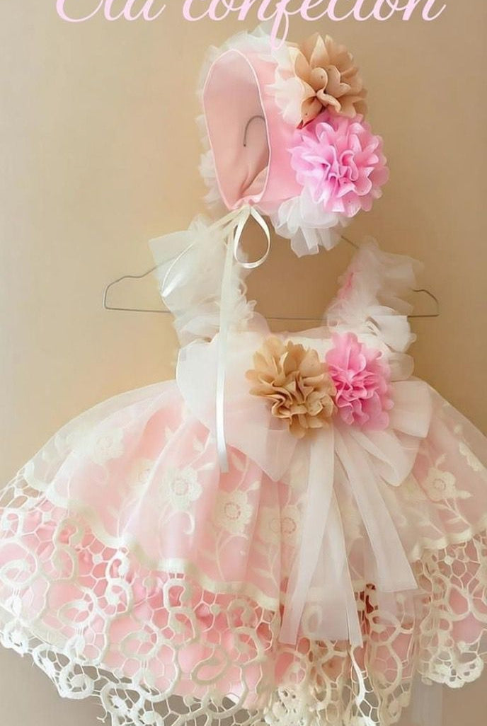 Ela Confeccion SS26 PRE - ORDER - Girls Baby Pink Tulle & Lace Dress