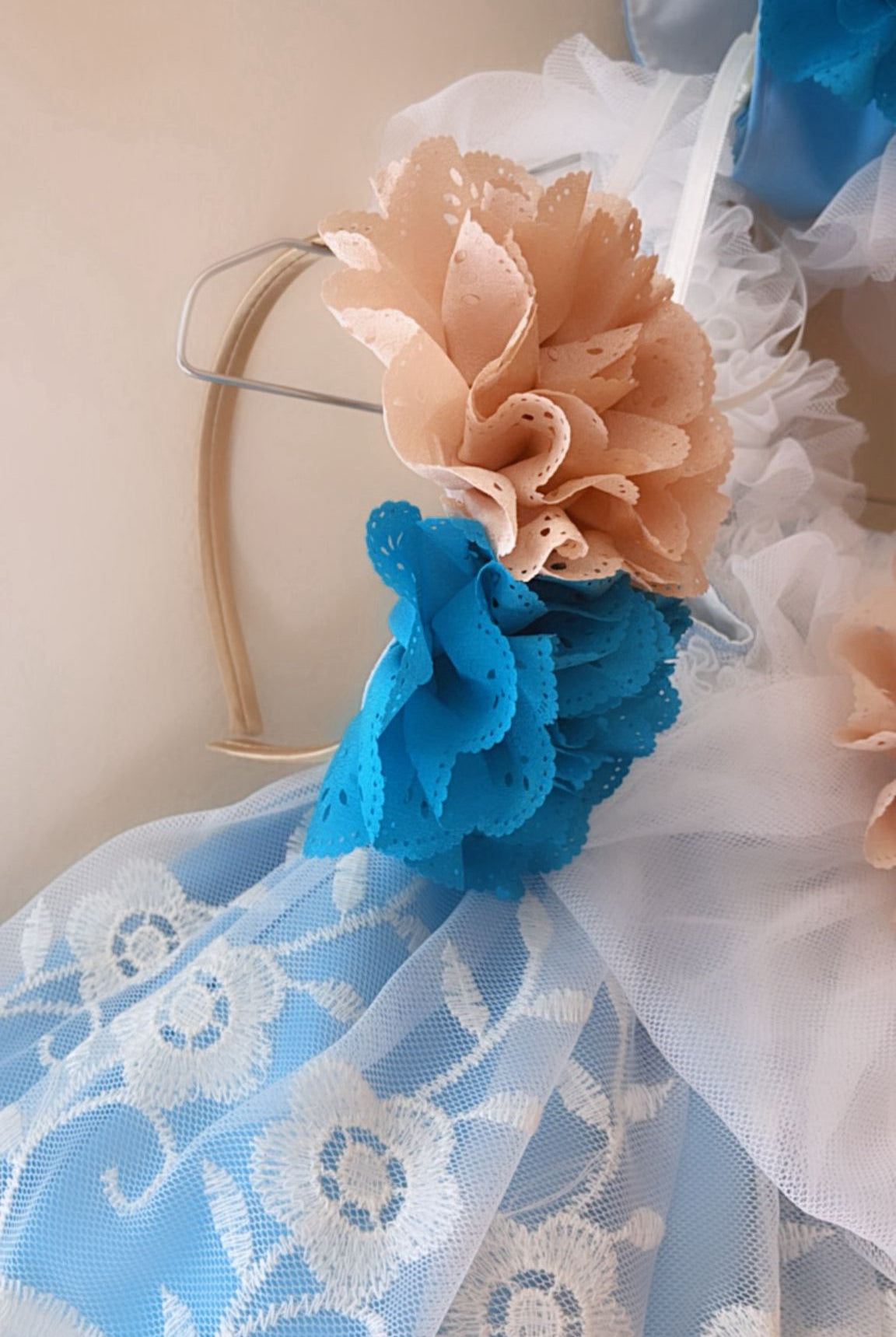 Ela Confeccion SS26 PRE - ORDER - Girls Blue & Ivory Lace Dress