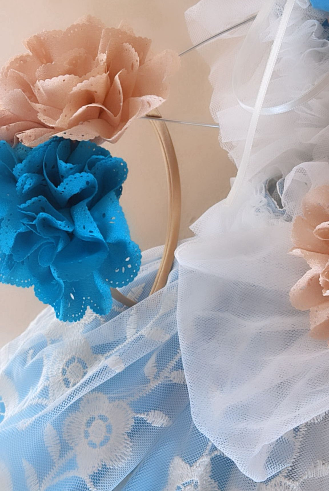 Ela Confeccion SS26 PRE - ORDER - Girls Blue & Ivory Lace Dress