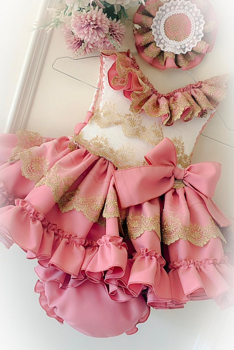 Ela Confeccion SS26 PRE - ORDER - Girls Cream, Dusky Pink & Gold Dress