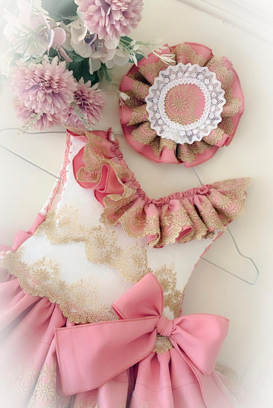 Ela Confeccion SS26 PRE - ORDER - Girls Cream, Dusky Pink & Gold Dress