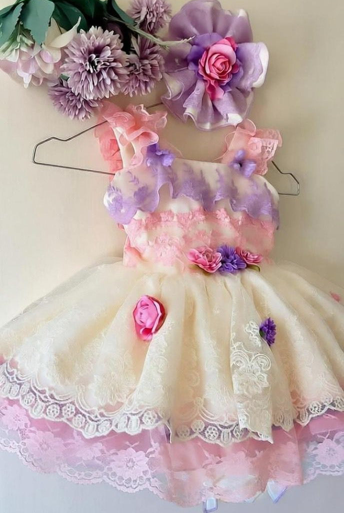 Ela Confeccion SS26 PRE - ORDER - Girls Cream, Pink & Lilac Tulle Dress