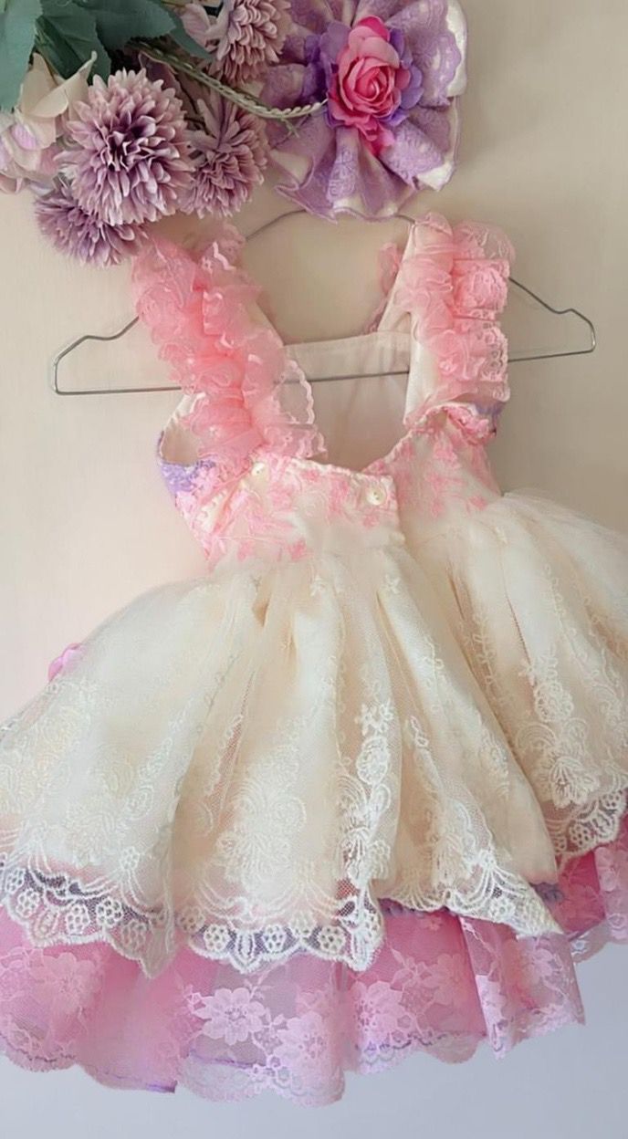 Ela Confeccion SS26 PRE - ORDER - Girls Cream, Pink & Lilac Tulle Dress