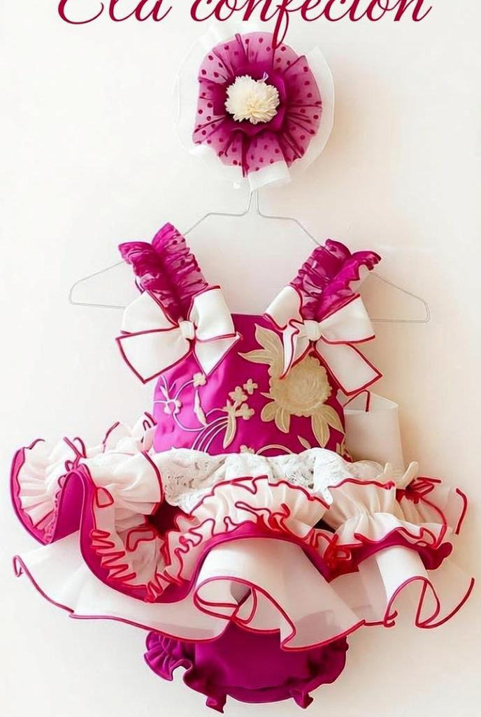 Ela Confeccion SS26 PRE - ORDER - Girls Fuchsia Pink & Ivory Dress