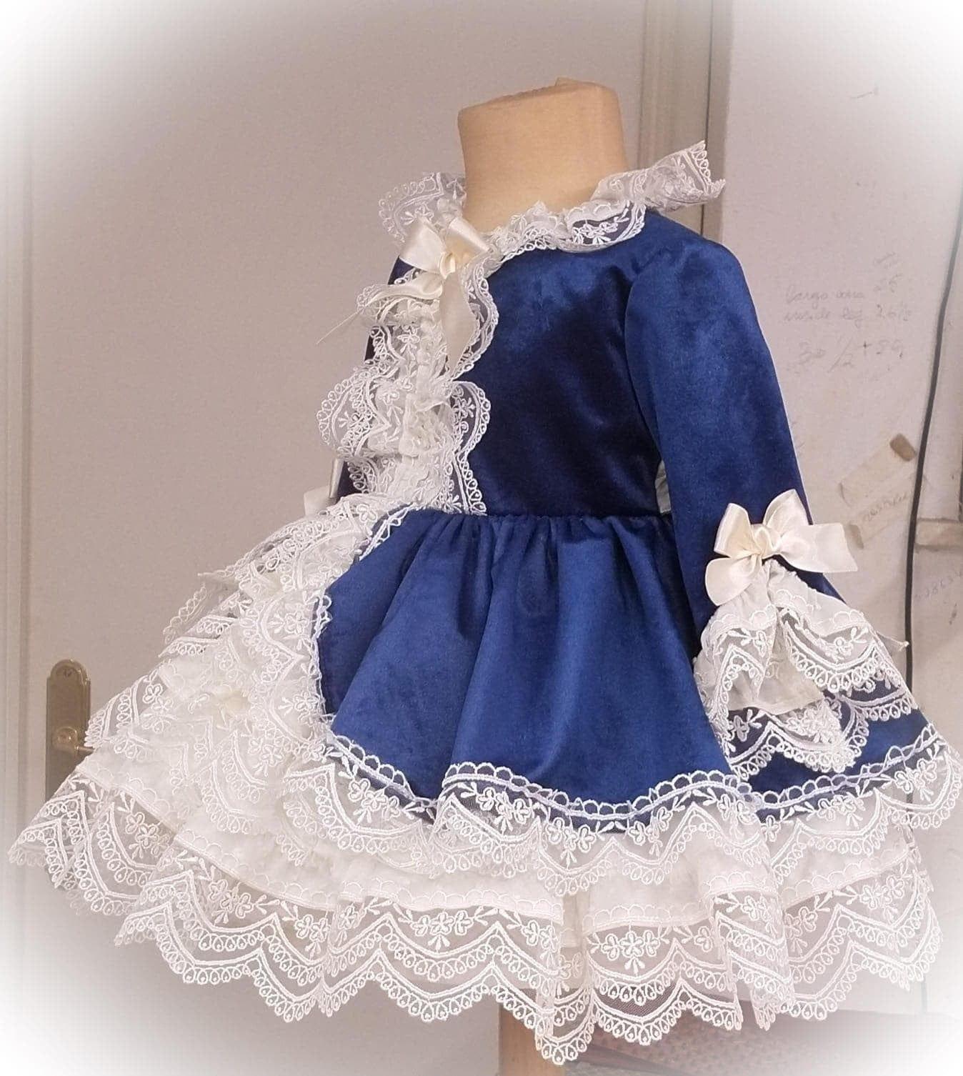 Exclusive Antoinette Navy Velvet Dress Age 3yrs IN - STOCK - Mariposa Children's Boutique