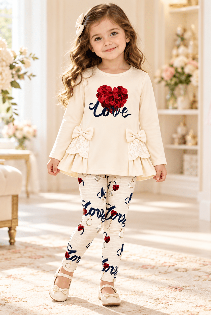 Giorgio Bambini Girls Beige Love Leggings Set | AW26