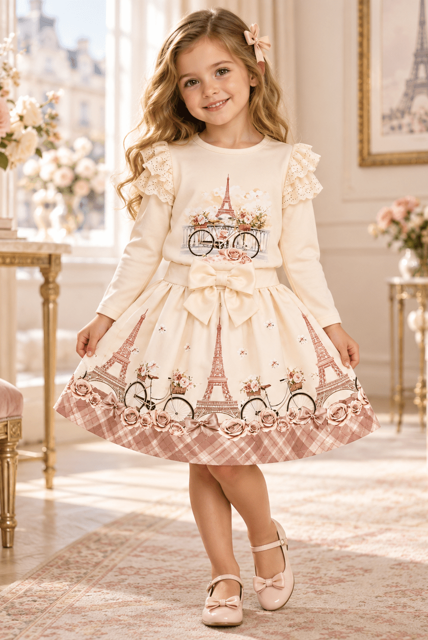 Giorgio Bambini Girls Beige Paris Skirt Set | AW26