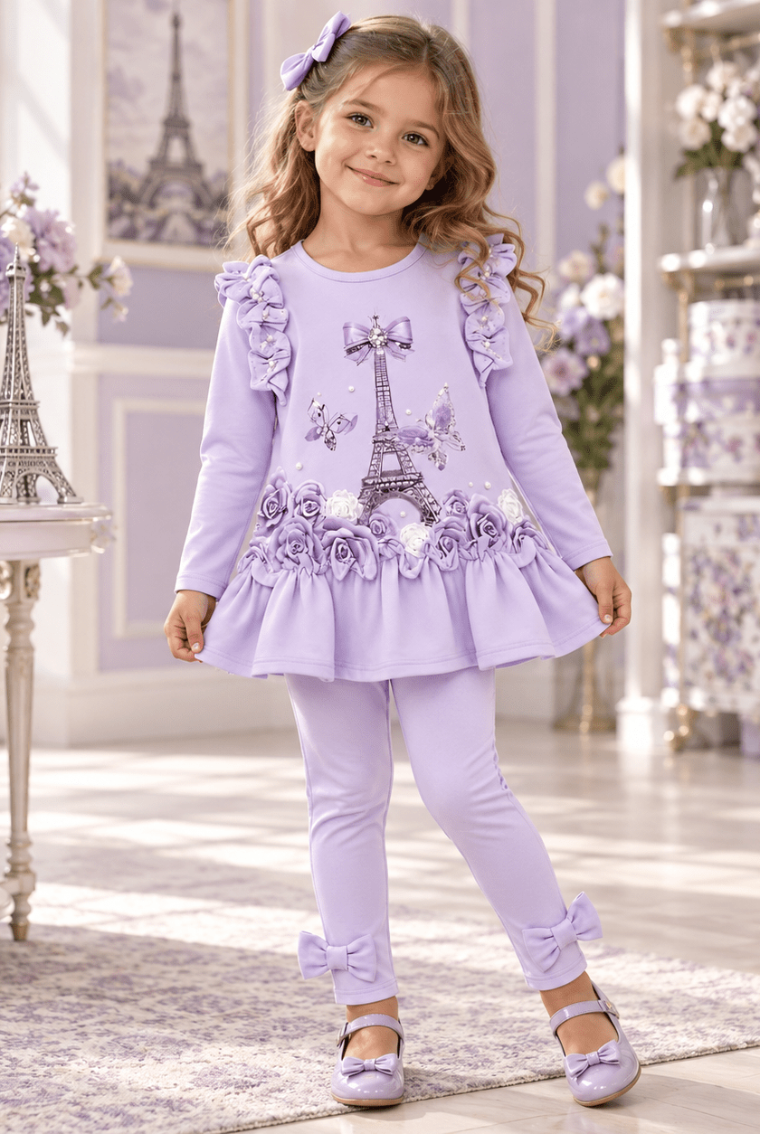 Giorgio Bambini Girls Lilac Paris Leggings Set | AW26