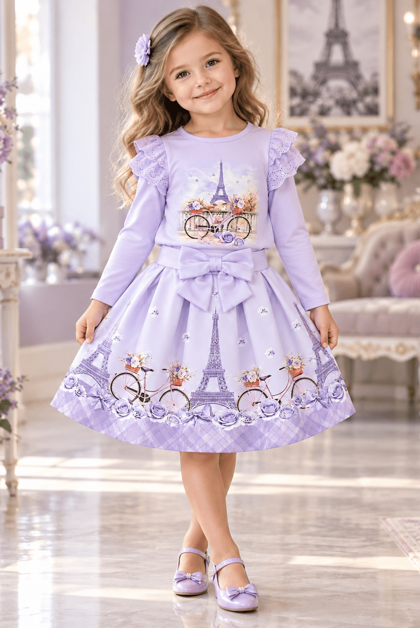 Giorgio Bambini Girls Lilac Paris Skirt Set | AW26