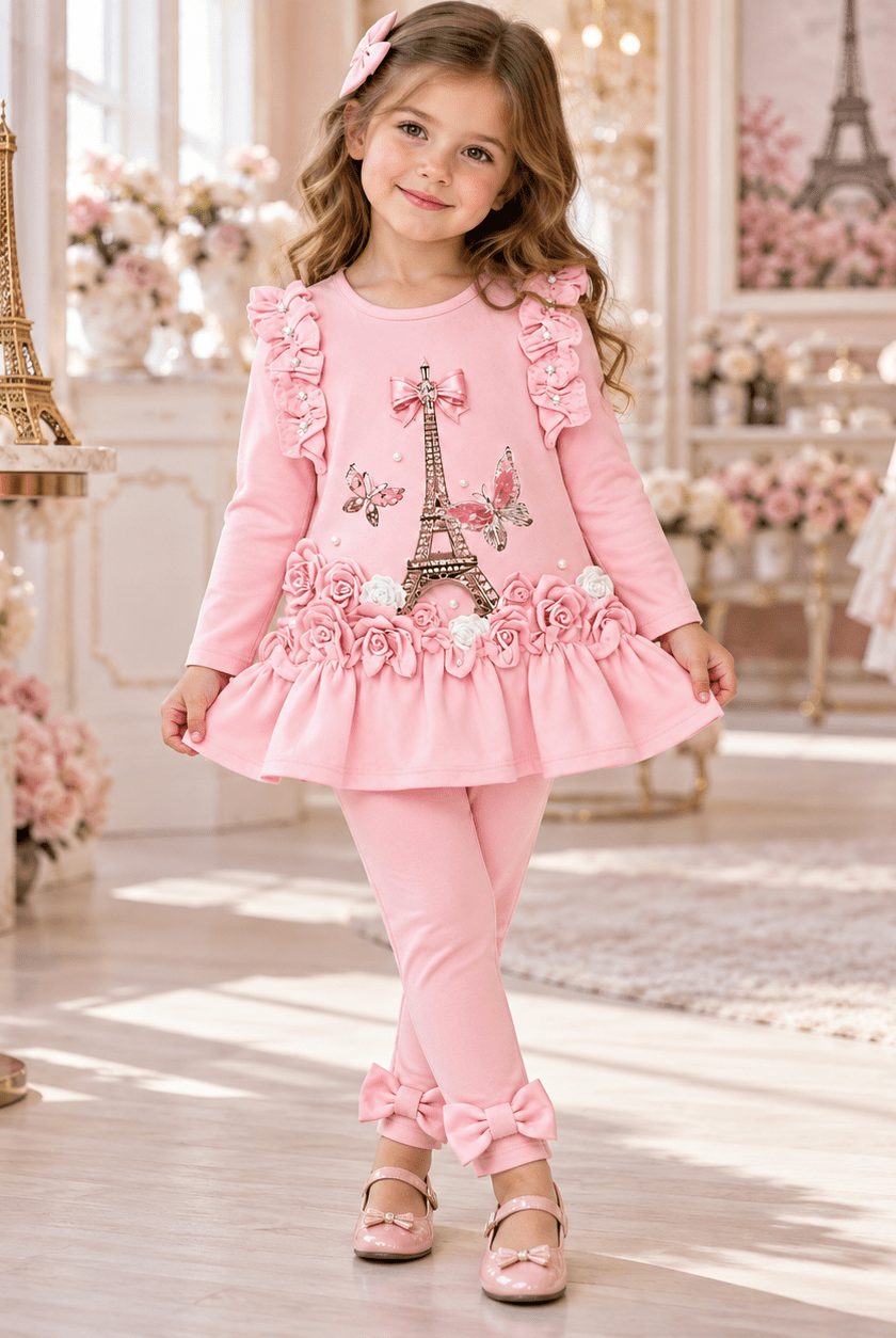 Giorgio Bambini Girls Pink Paris Leggings Set | AW26