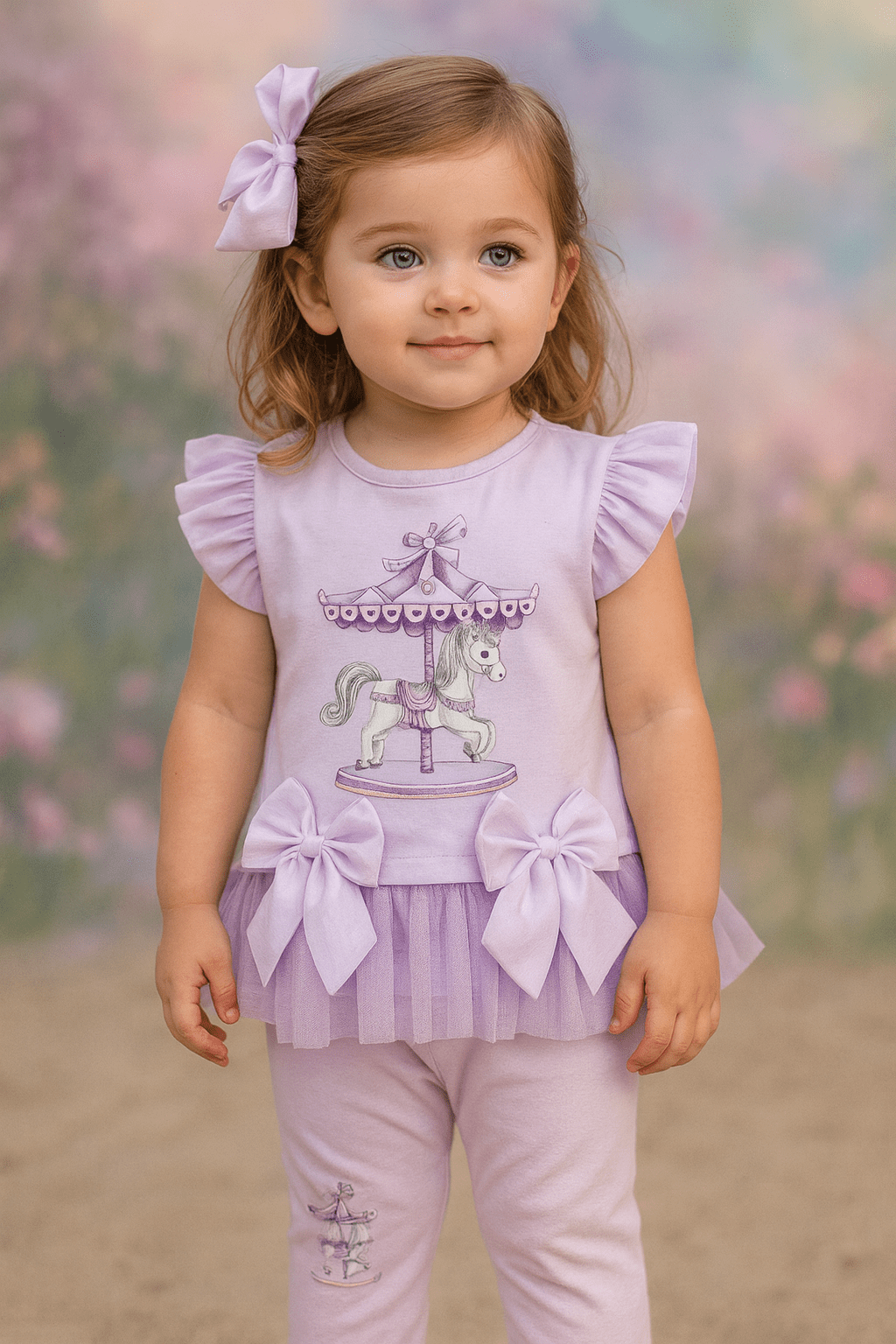 Giorgio Bambini SS26 - Girls Carousel Lilac Leggings & Top Set