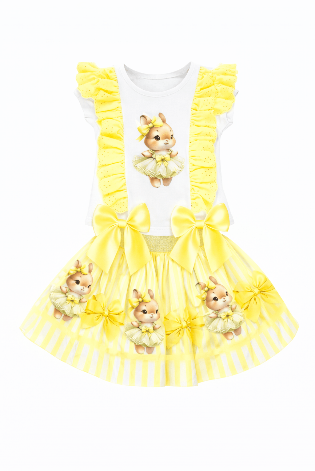 Giorgio Bambini SS26 - Girls Lemon Bunny Skirt Set & Hairbow