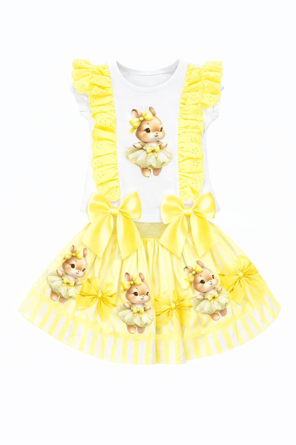 Giorgio Bambini SS26 - Girls Lemon Bunny Skirt Set & Hairbow