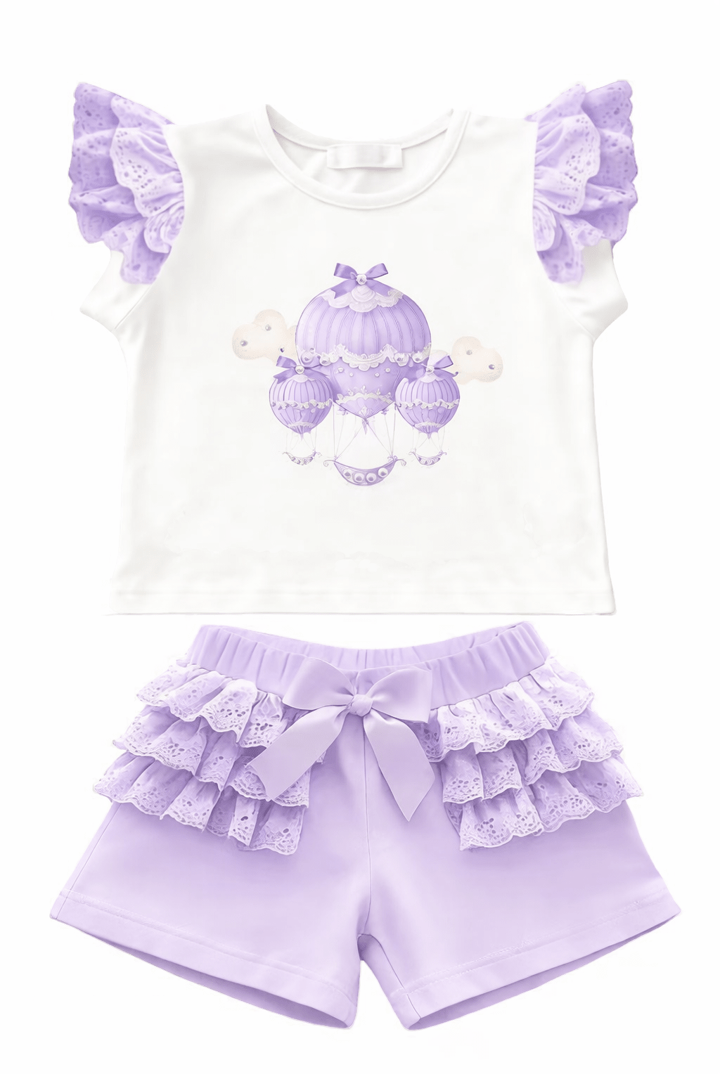 Giorgio Bambini SS26 - Girls Lilac Hot Air Balloon Short Set