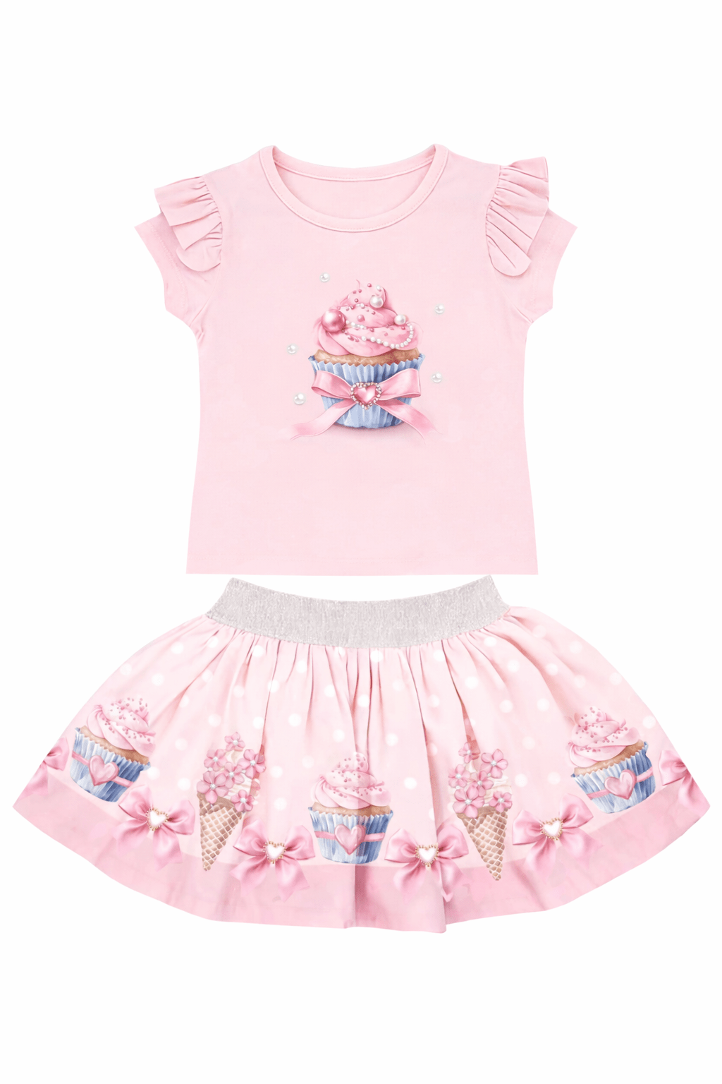 Giorgio Bambini SS26 - Girls Pink Cupcake Skirt Set & Hairbow