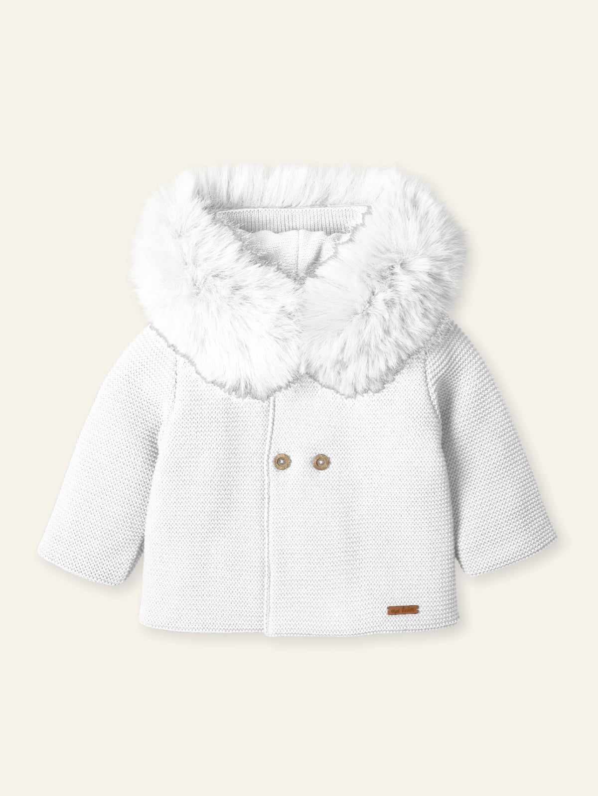 Mac Ilusion AW25 PRE - ORDER - Unisex White Knitted Coat with Faux Fur Lined Hood