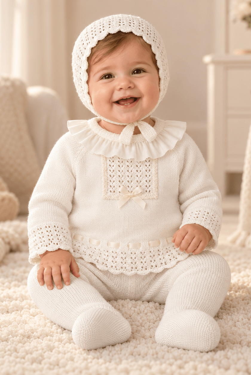 Mac Ilusion Baby Cream Knitted Outfit | Newborn & 3M