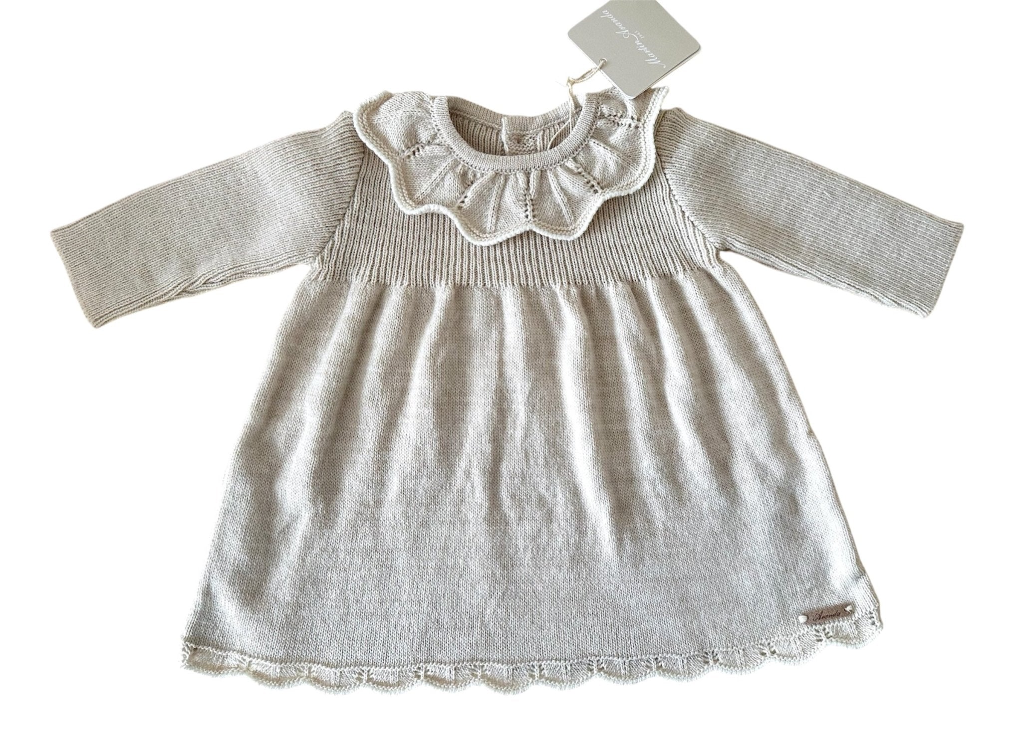 Martin Aranda AW25 - Baby Girl's Beige & Cream Knitted Dress