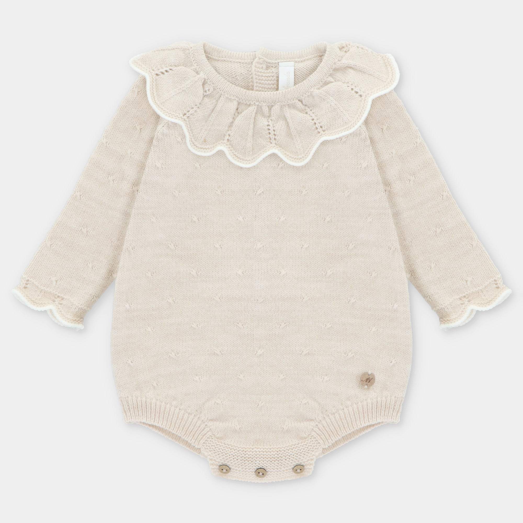 Martin Aranda AW25 - Baby Girl's Beige Short Knitted Romper Set