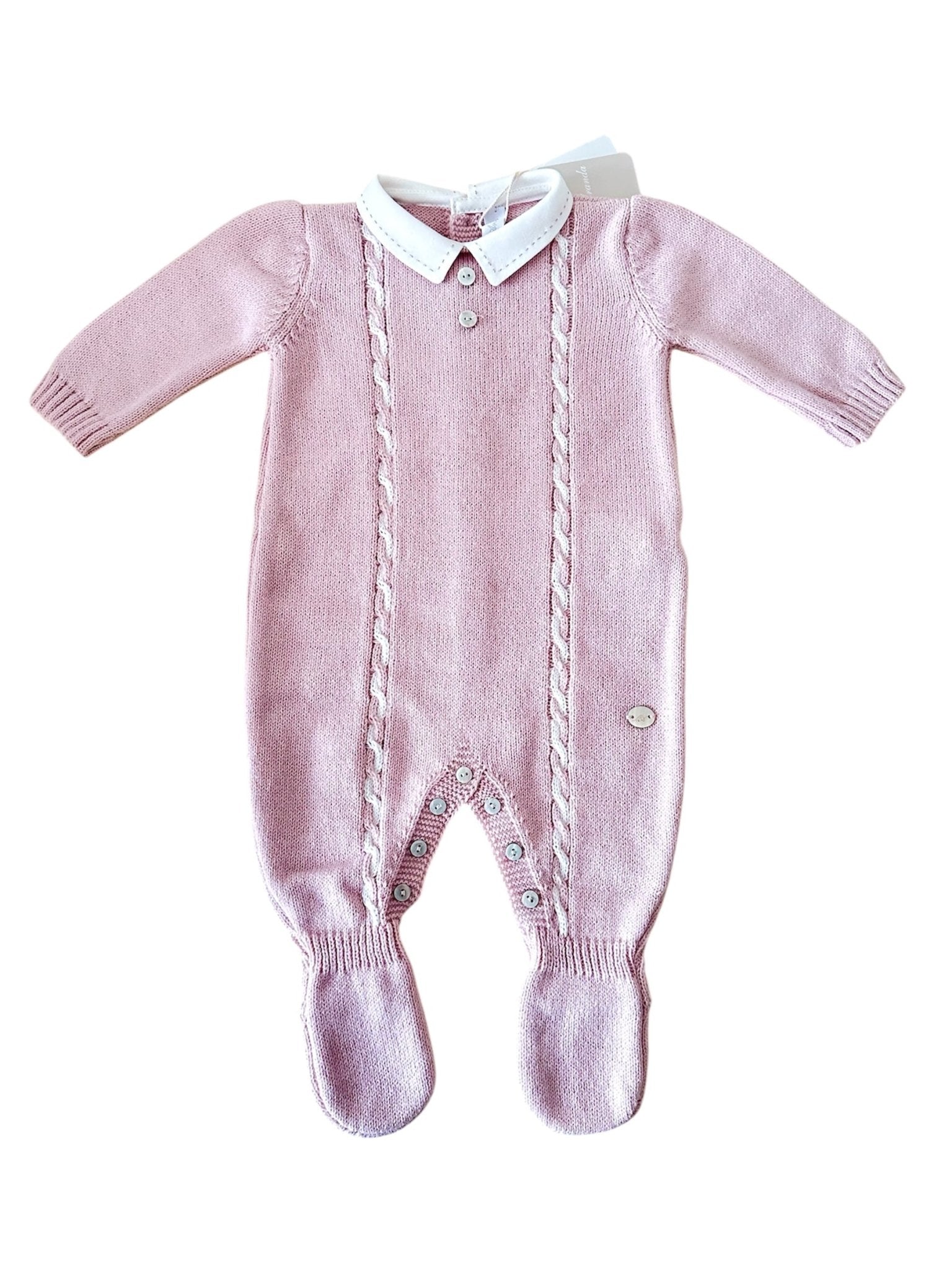 Martin Aranda AW25 - Baby Girl's Pink Knitted Romper Suit