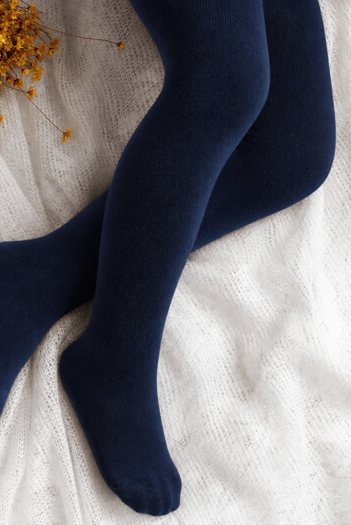 Meia Pata girls navy tights luxury Portuguese children's accessories AW26