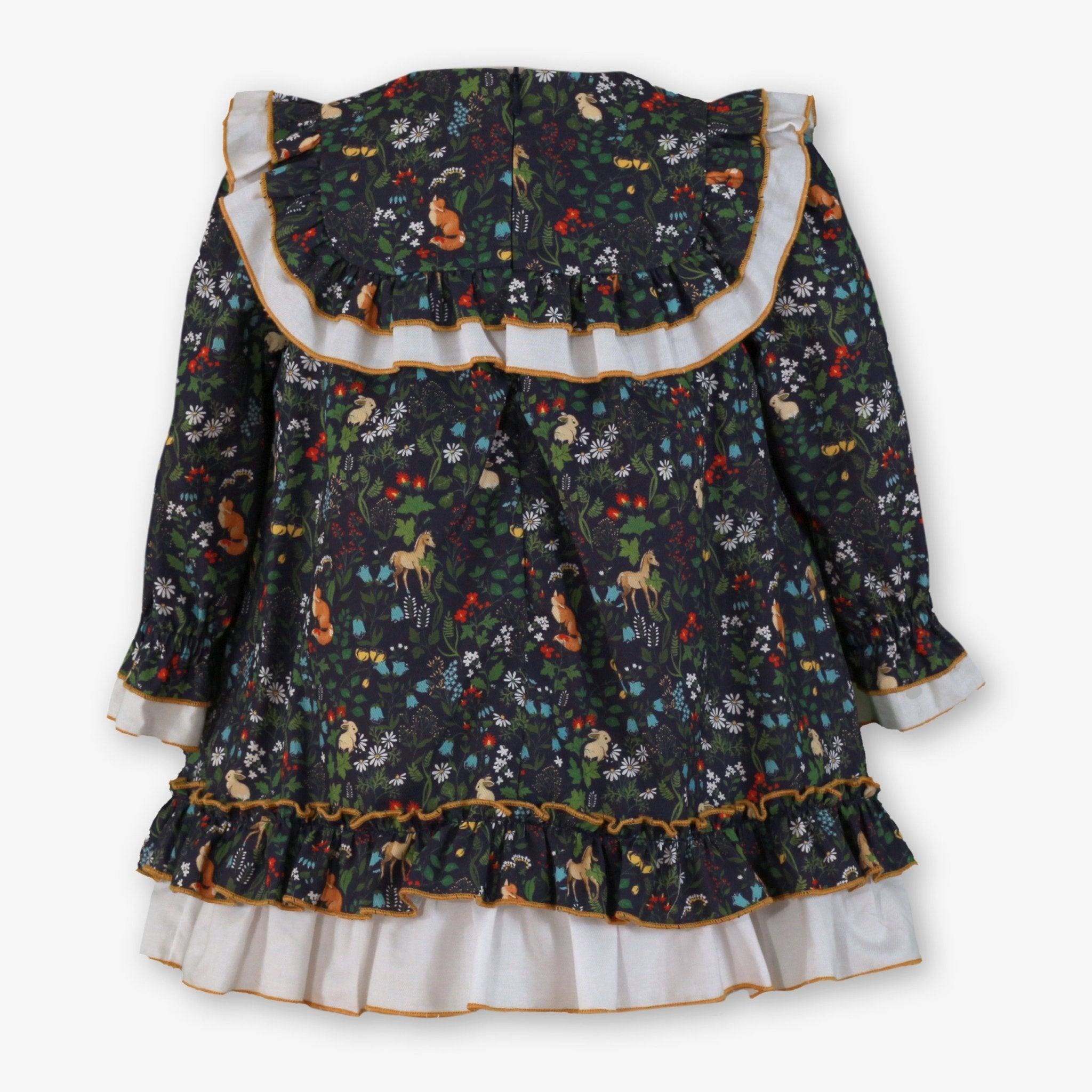 Miranda AW25 - Girl's Navy & Mustard Print Dress