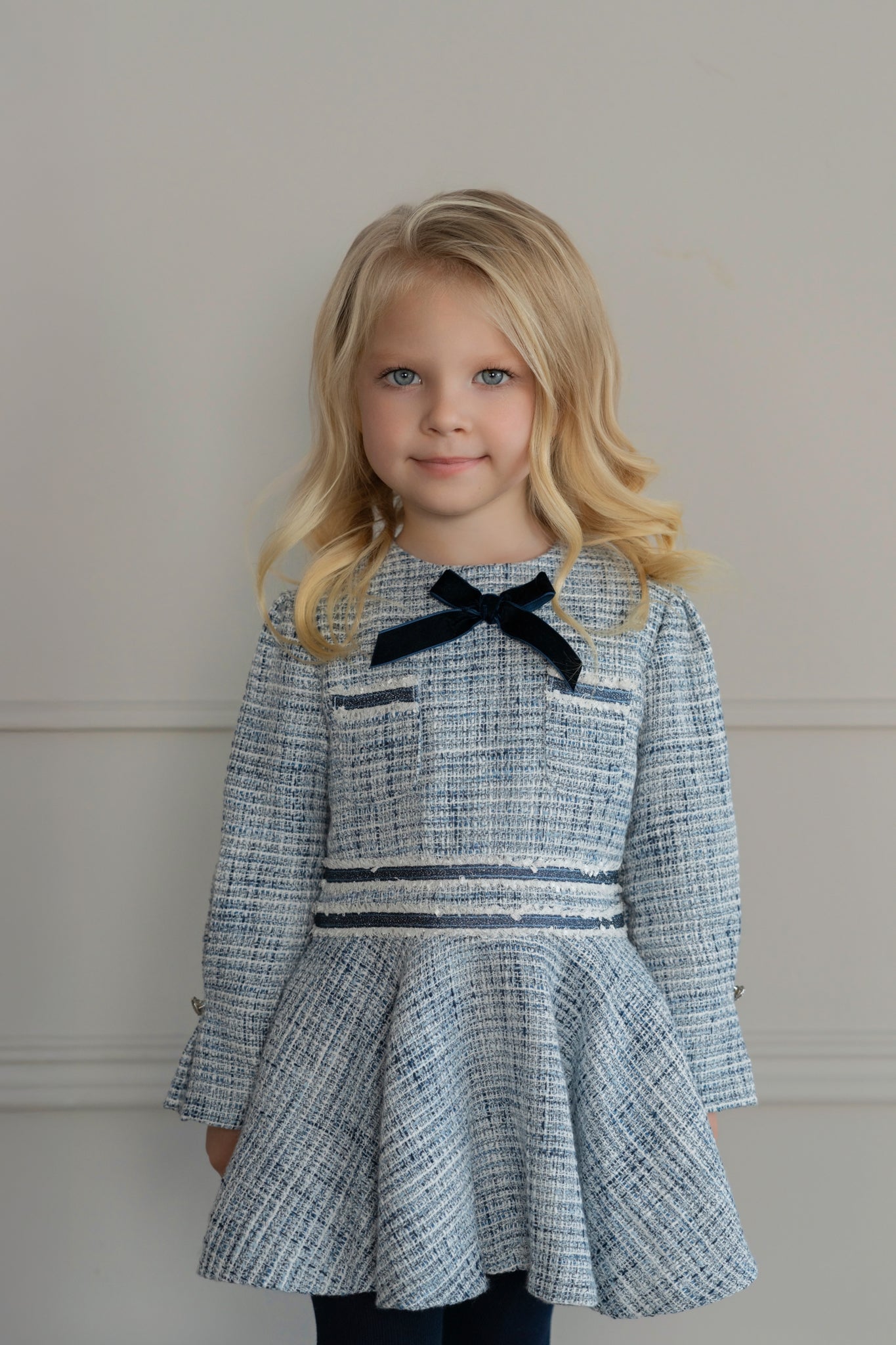 Miranda AW25 PRE - ORDER - Girl's Navy Tweed Dress