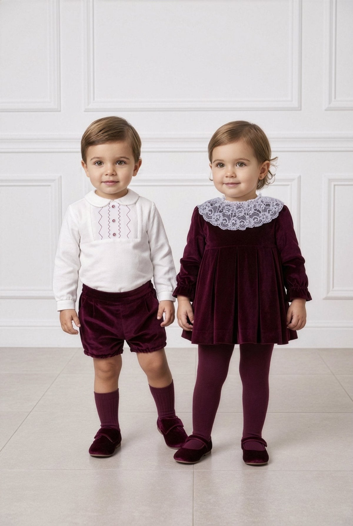 Miranda Baby Boys Burgundy Shorts & Shirt Set | AW26 PRE-ORDER